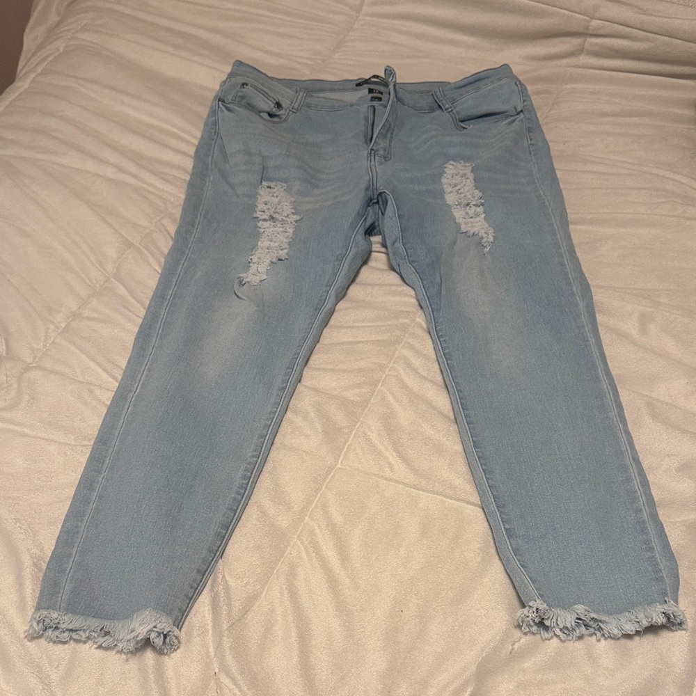 Light Blue Distressed Women Jeans